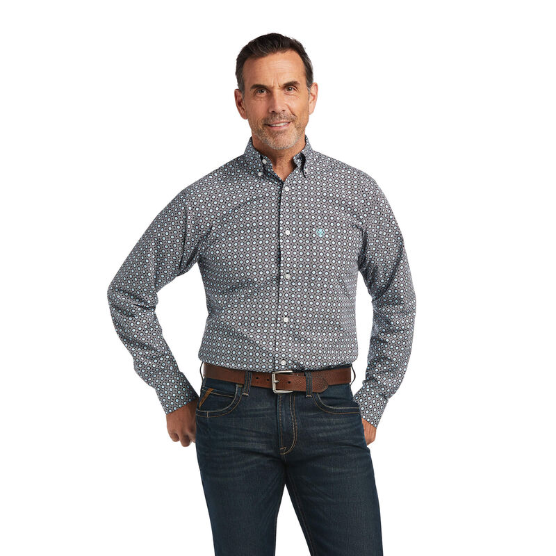 Ariat Hemden Herren - Issa Stretch Fitted Grau/Schwarz ( KJVWS-2891 )